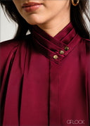 Front Pleat & Button Detailed Shirt - 050925