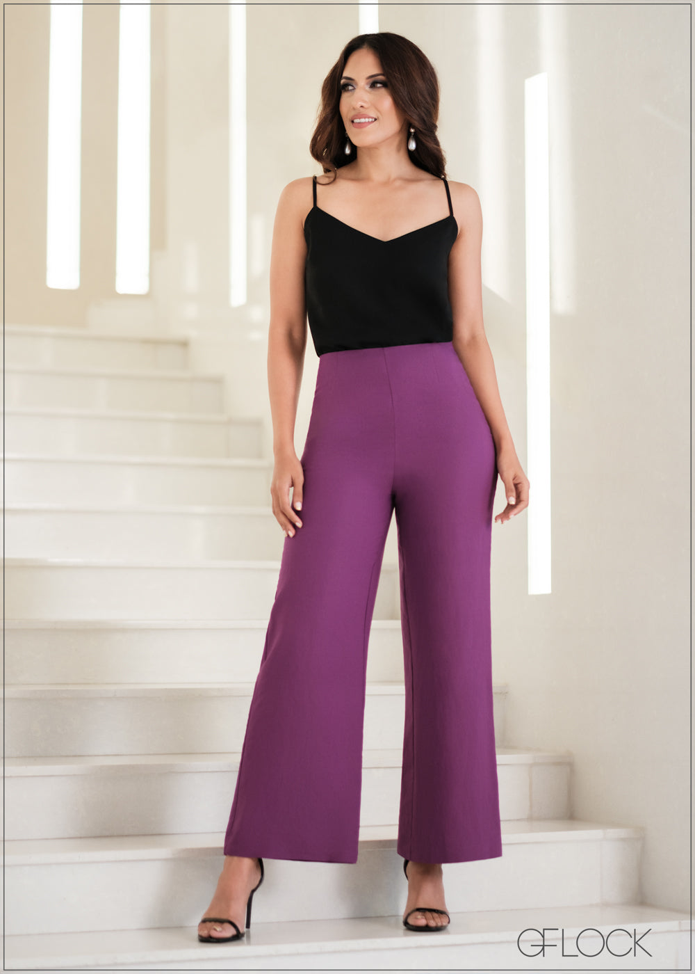 Wide leg flare pants in lilac