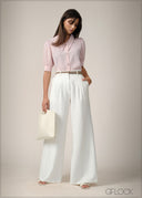 Front Collared Puff Sleeved Top - 240726