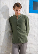 Chinese Collar Long Sleeve Shirt - 200224