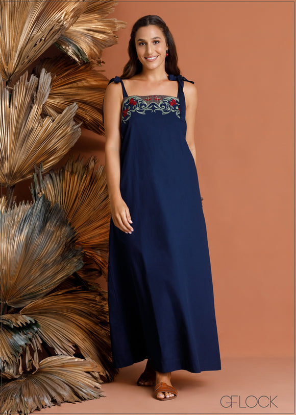 Embroidered Maxi Dress - 020424
