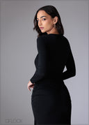 Side Ruched Long Sleeve Maxi Dress - 110725