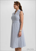 Collared Striped Midi Dress - 051026