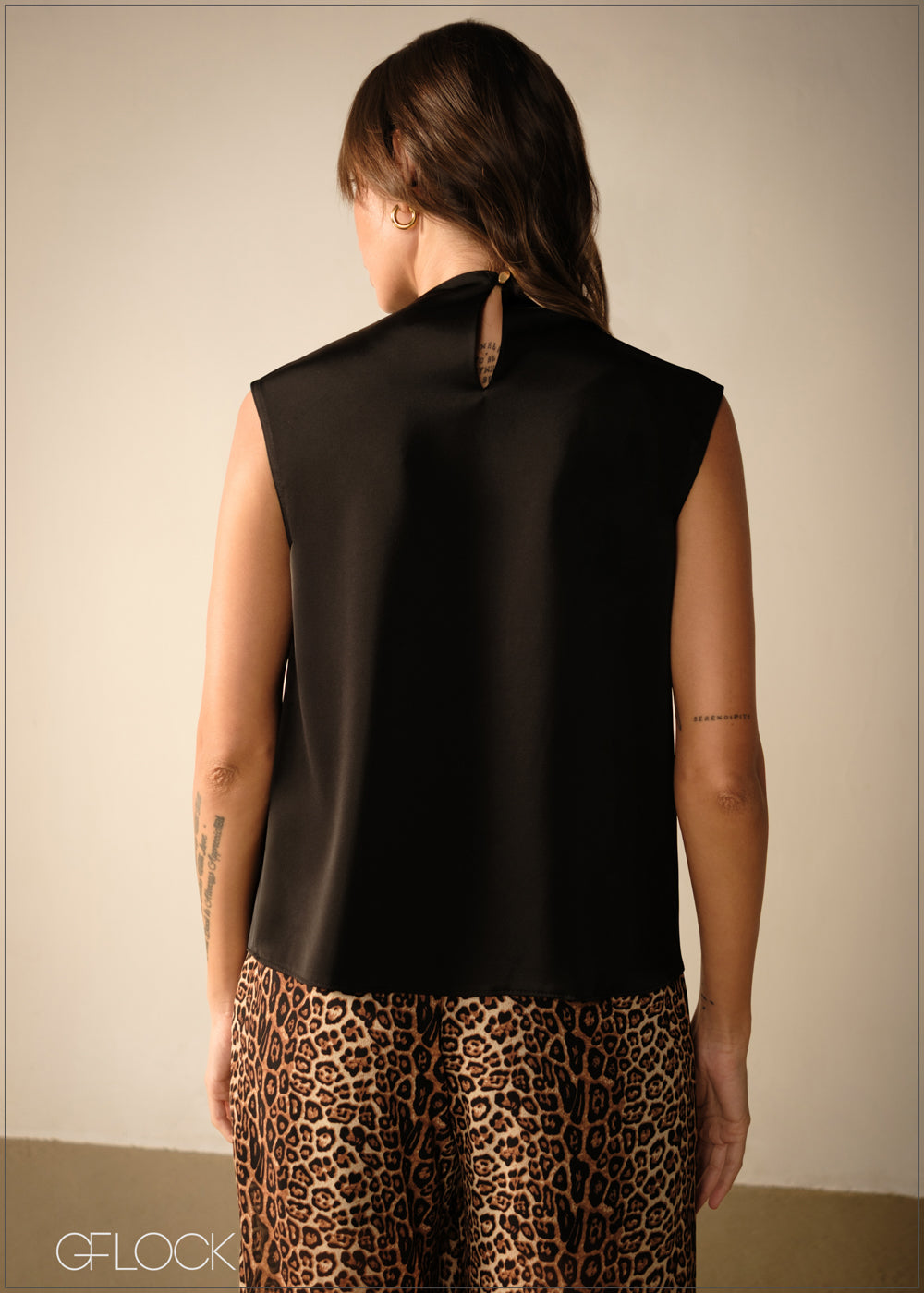 Sleeveless High Neck Cowl Top - 271125