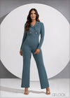 Long Sleeve Blazer Jumpsuit - 190523