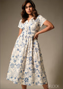 Lace Insert Printed Dress - 160126