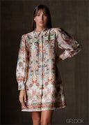 Collared Long Sleeve Shirt Dress - 191225