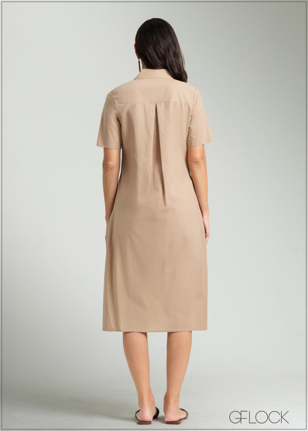 Short Sleeve Shirt Dress - 080825