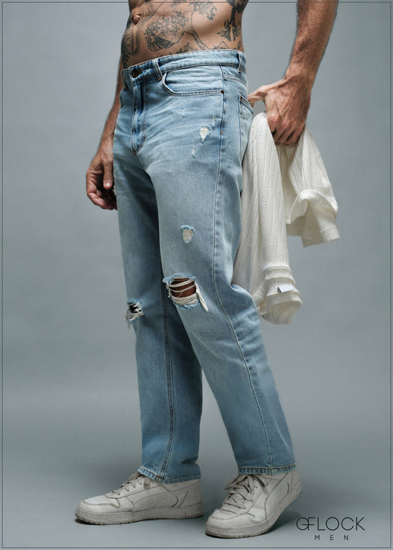 Straight Fit Ribbed Jeans - Short Length - 010925