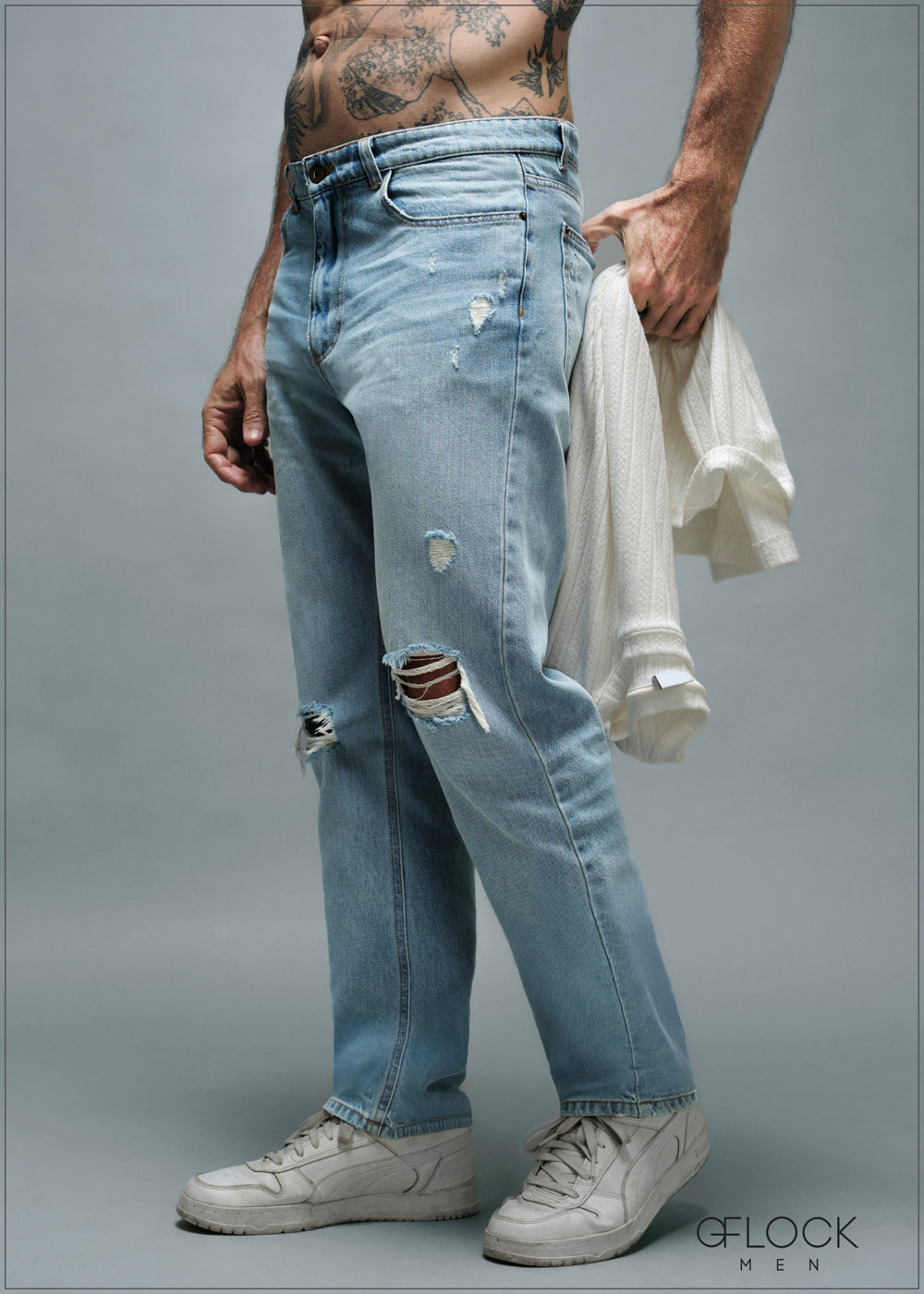 Straight Fit Ribbed Jeans - Short Length - 010925