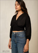 Long Sleeve V-Neck Top - 300326