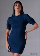 Puff Sleeve Bodycon Mini Dress - 211225C