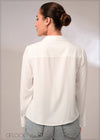 V-Neck Top With Lace Trim - 120124