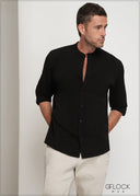 Stand-Up Collar Long Sleeve Shirt - 160725