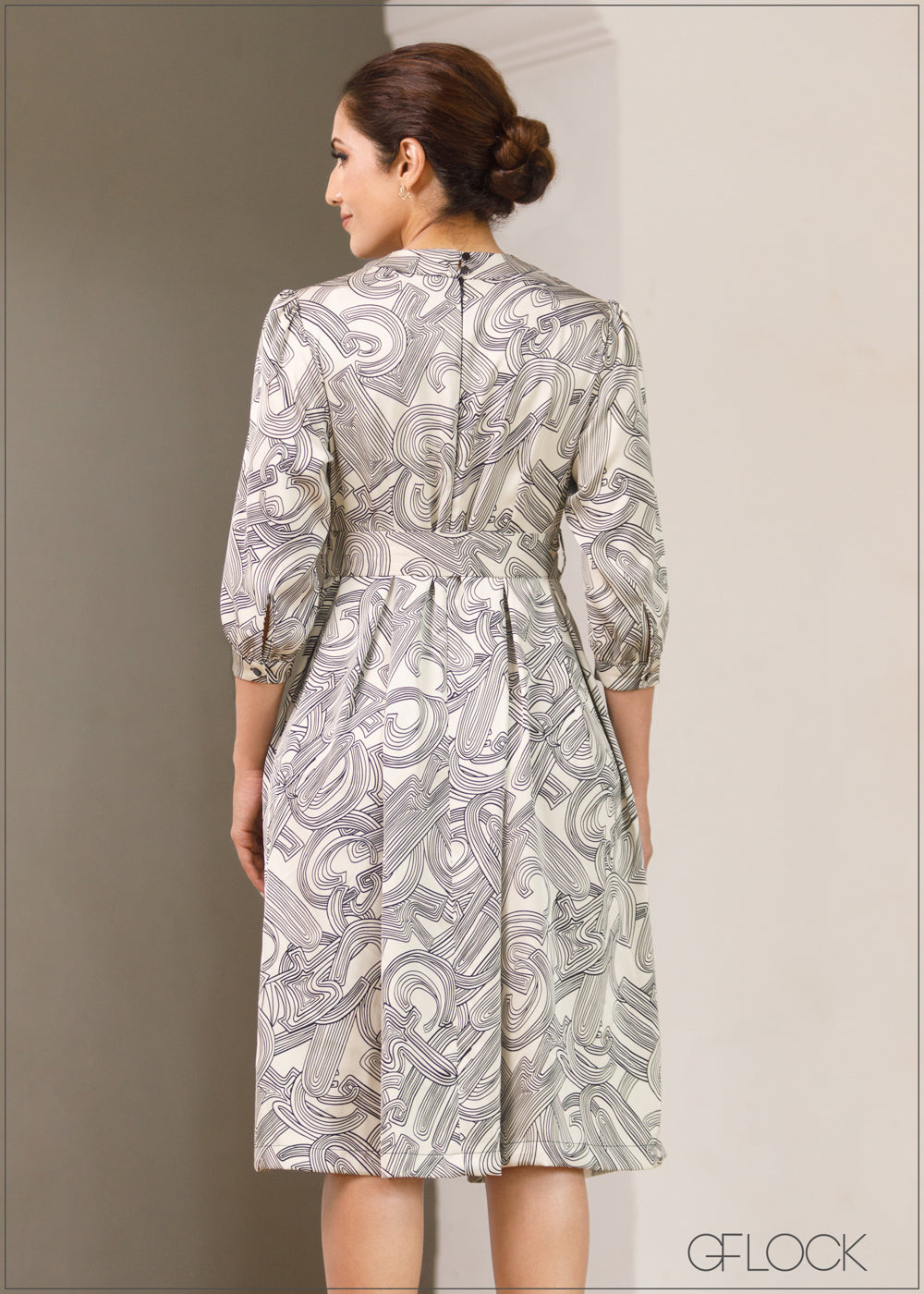 Puff Sleeve Midi Dress - 251023