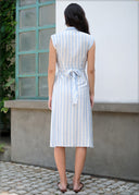 Stripe Printed Belt Dress - 040425