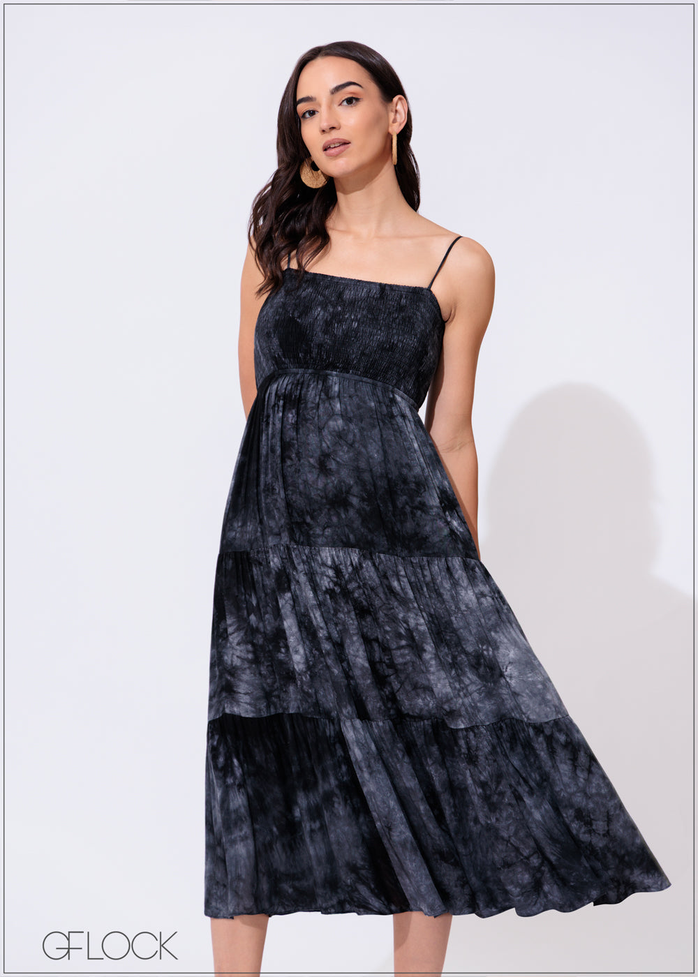 Tie Dye Smocking Detailed Dress - 300425