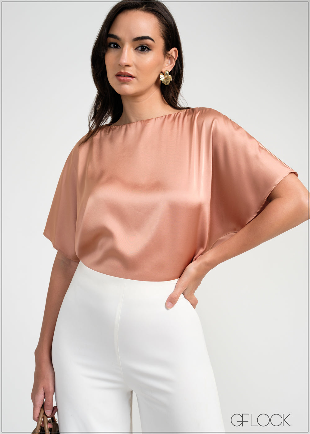 Boat Neckline Satin Top - 050925