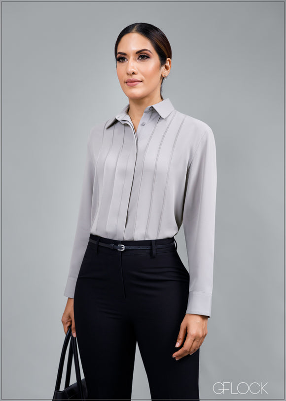 Long Sleeve Top With Pin-Tuck Detail - 260224