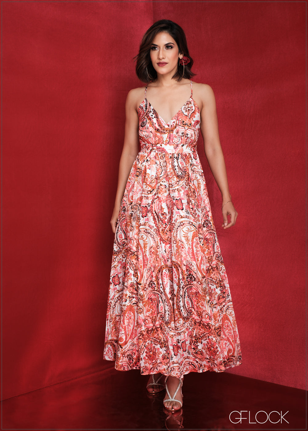 Strappy Printed Maxi Dress - 090224
