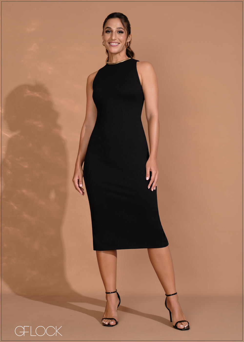 Halter Cut Bodycon Midi Dress - 260724