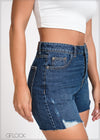 High Waisted Denim Ripped Short - 121024