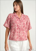 Cuban Collar Printed Shirt - 160226