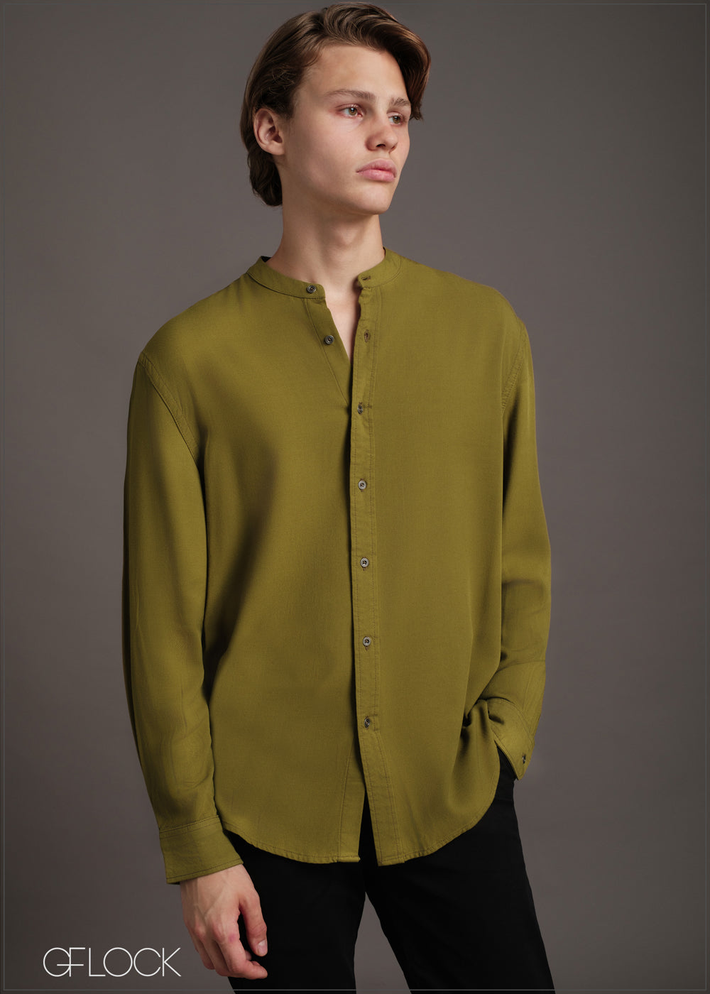 Chinese collar long sleeve shirt