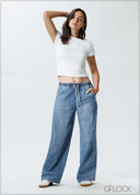 Straight Leg Jean With Elastic Waist - Long Length - 251125D
