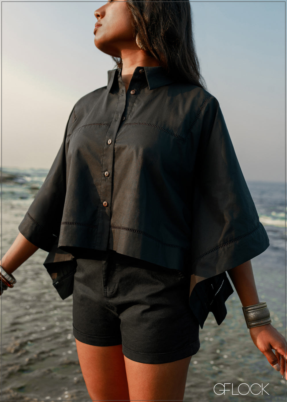 Oversize Lace Detail Shirt - 180324