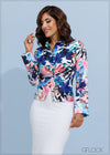 Collared Long Sleeved Twist Detailed Top - 201123
