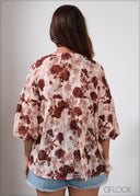Balloon Sleeve V-Neck Top - 280826