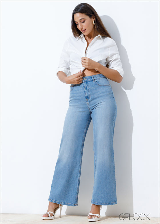 Light Wash Wide Leg Jean - Long Length - 110924