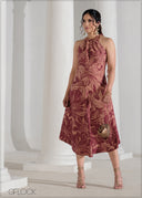 Knot Detail Halter Neck Midi Dress - 090625