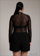 High Neck Long Sleeve Bodysuit - 311025