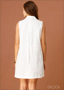 Sleeveless Linen Shift Dress - 021023