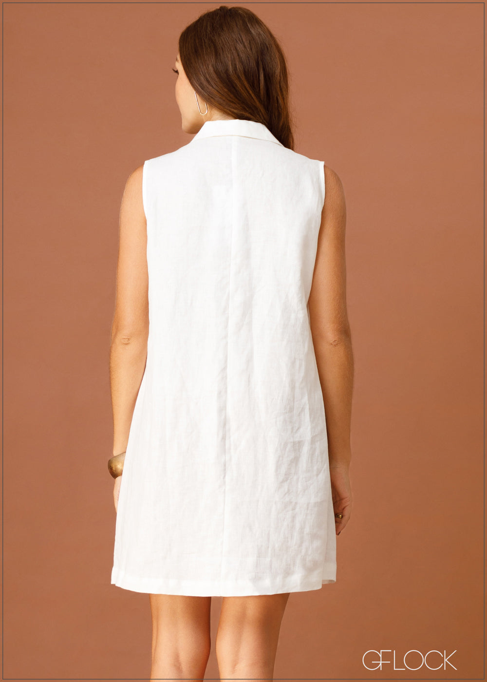 Sleeveless Linen Shift Dress - 021023