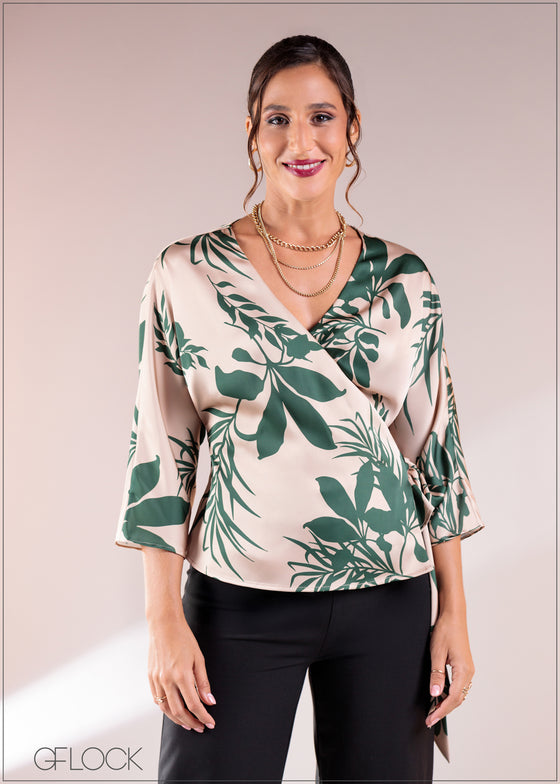 Front Knot Detailed Wrap Top - 211224