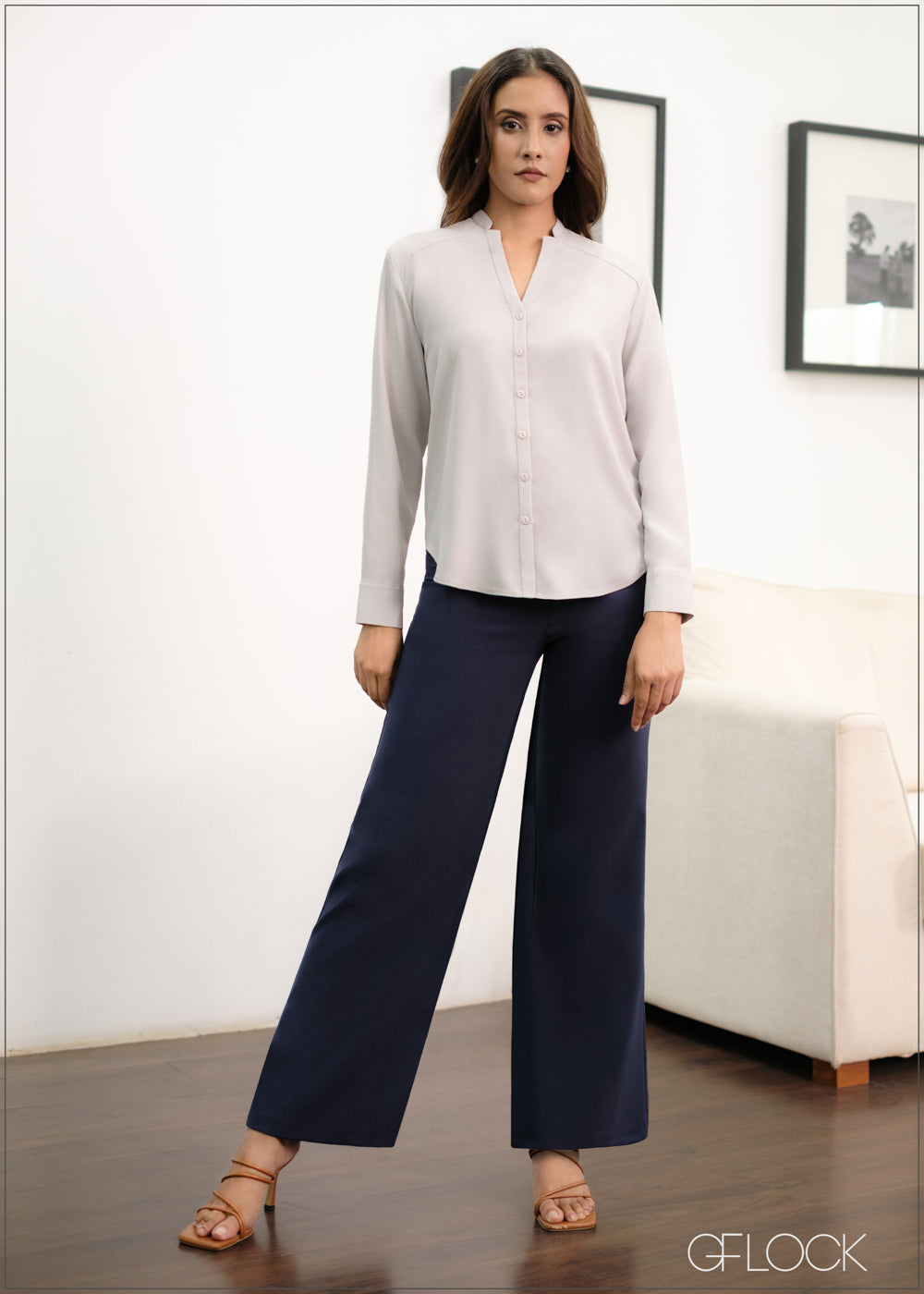 Long Sleeve Neck Detail Top - 250823