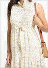 Tunic Collar Mini Floral Dress - 100325