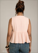 Sleeveless Tie Detailed Peplum Top - 301026