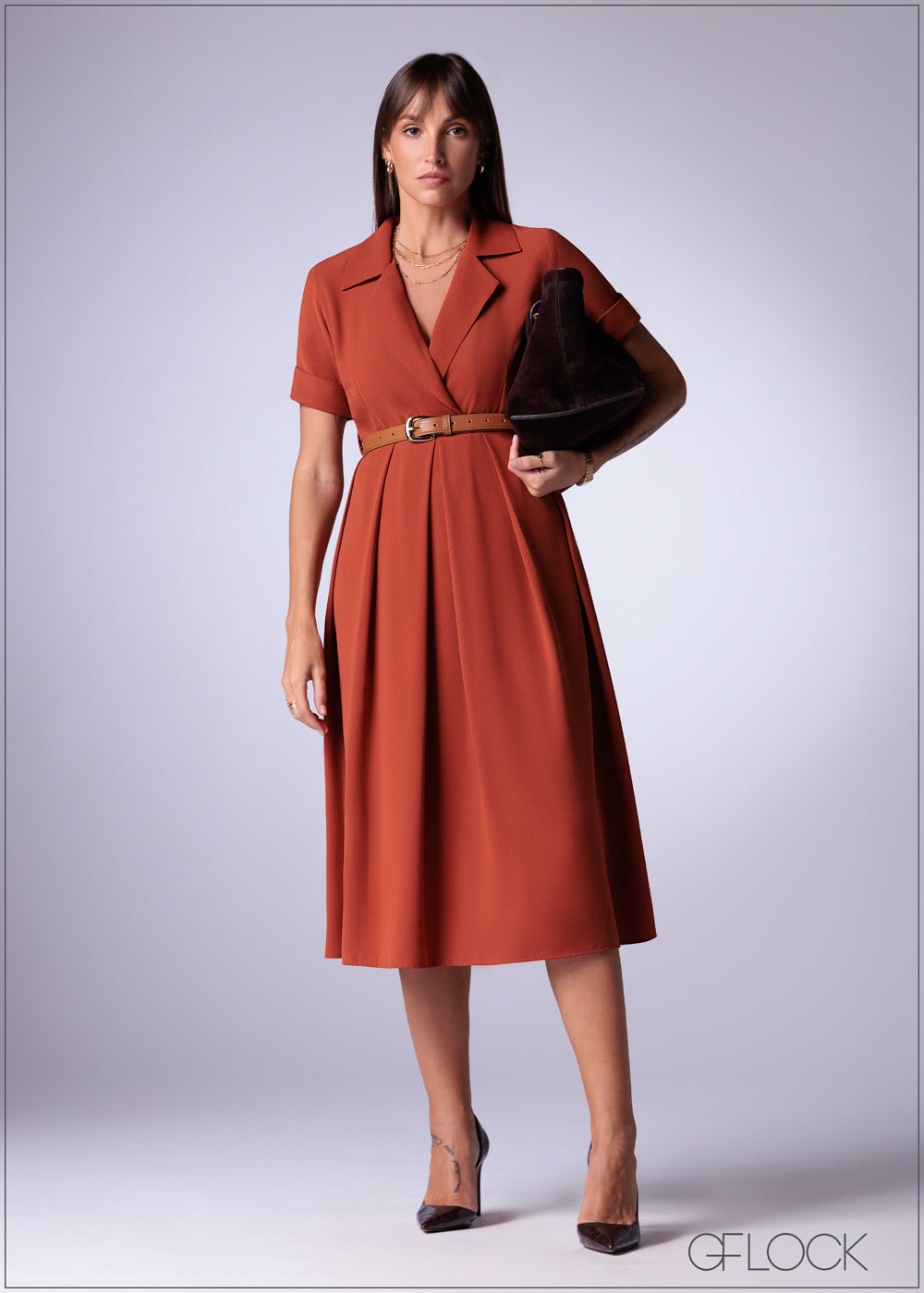 Short Sleeve Midi Dress - 241225