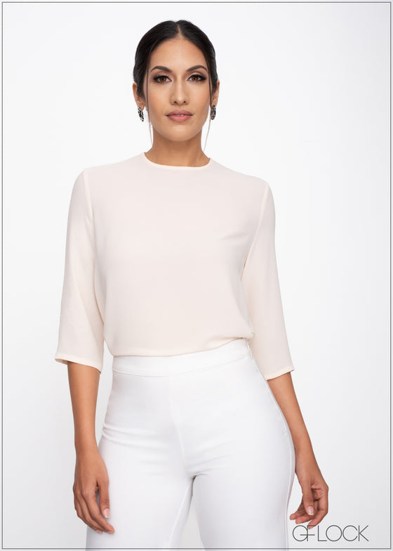 Round Neck Three Quarter Sleeve Top - 290523