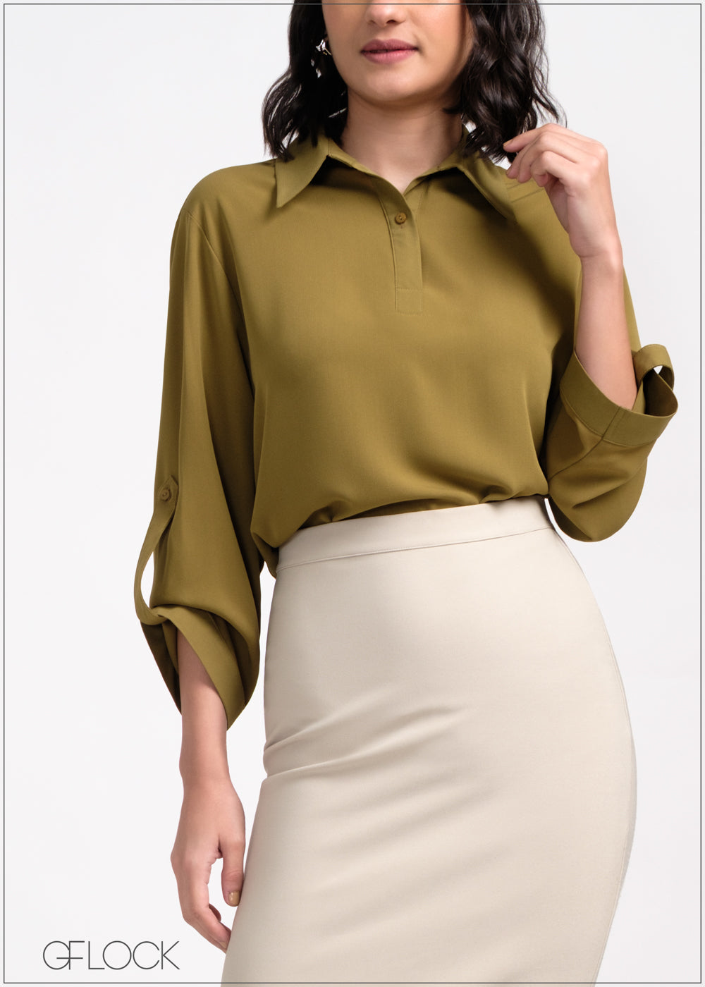 Turn-Up Sleeve Top - 190525