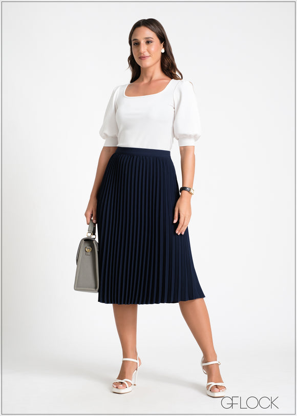 Pleated Midi Skirt - 090924