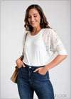 Lace Mix Rib Top - 100225