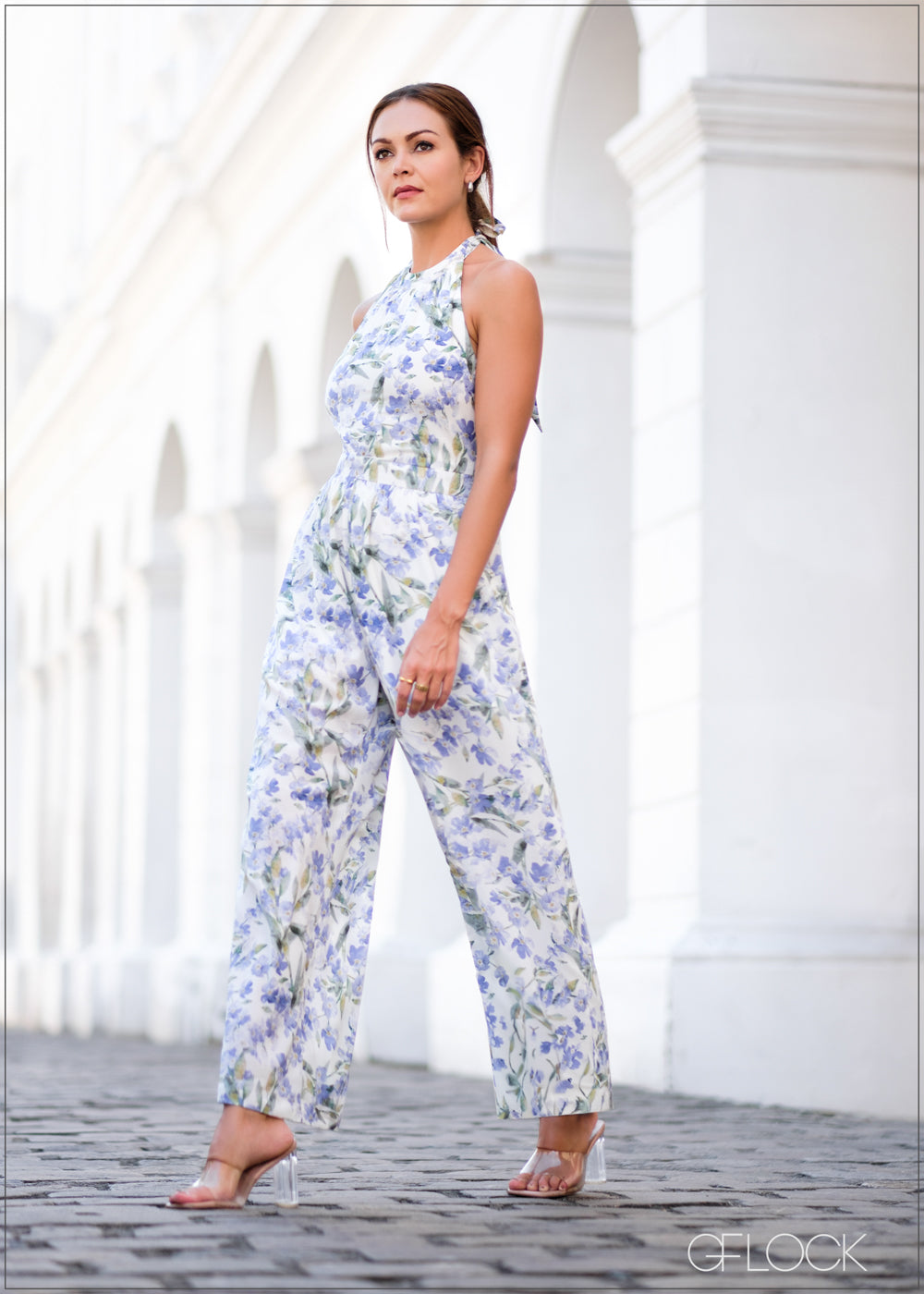 Halter neck sale floral jumpsuit