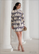 High Neck Printed Mini Dress - 090625