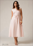 Cap Sleeve Trim Detailed Dress - 300626