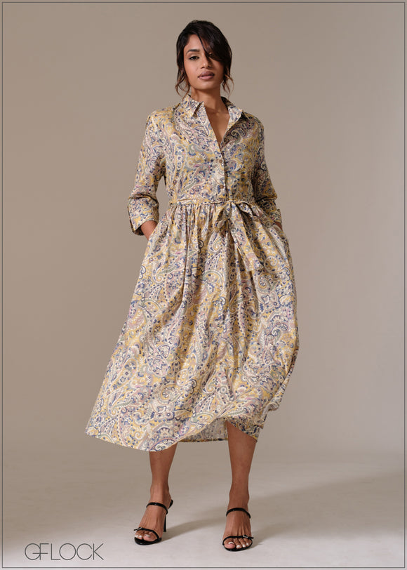 Printed Shirt Dress - 241125